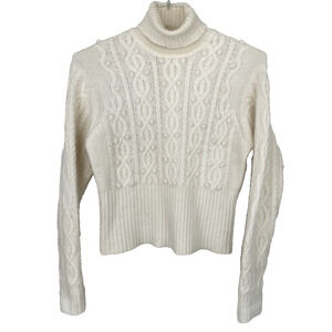 VTG CW CLIFFORD & WILLS Lambswool Angora Rabbit Sweater Size M Ivory Bobble Soft